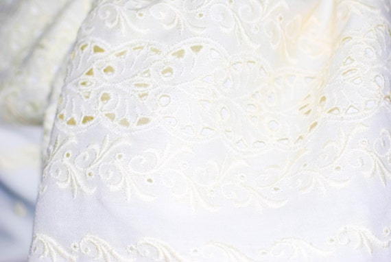 70's Ivory, eyelet, puff-sleeve Wedding Maxi Dres… - image 3