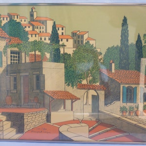 Vintage Denis Paul Noyer, Village of Provence Pencil Signed and Numbered Lithograph