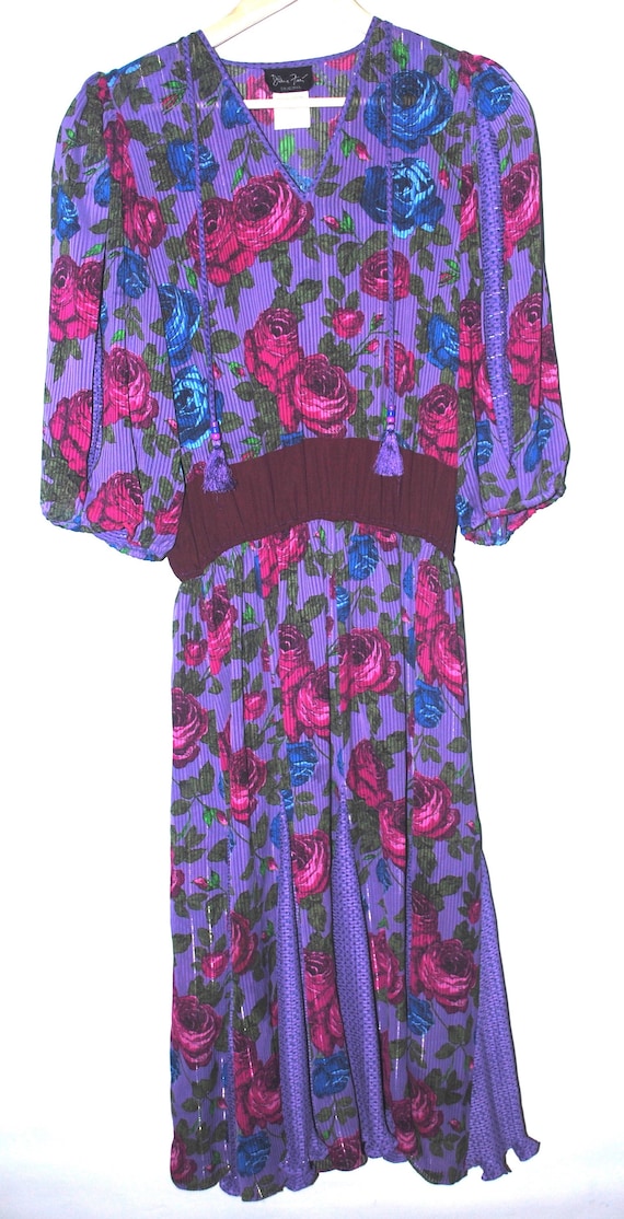 Diane Freis Rose Floral Print Georgette Dress