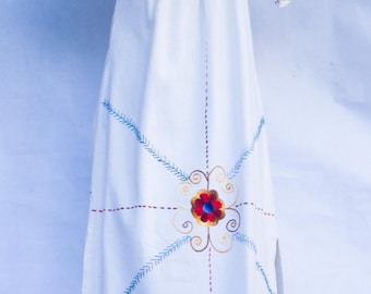 Vintage 70’s Exotic Bohemian Embroidered Maxi Dress. S/M