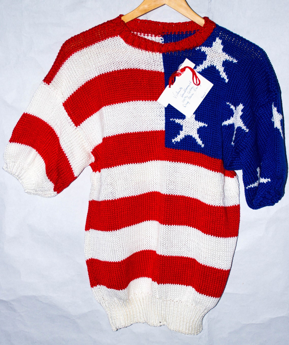 Vintage Deadstock 1990 American Flag Handloom Sweater. Size S. Made in ...