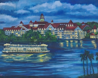 To the kingdom, resort painting, gift for disney fan, disney painting, disney art,