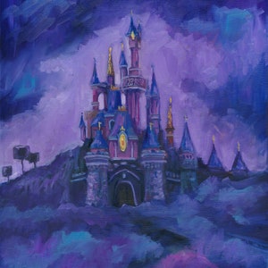 Smoke Show Purple, disneyland paris painting, disney land paris art, disneyland castle art, euordisney art