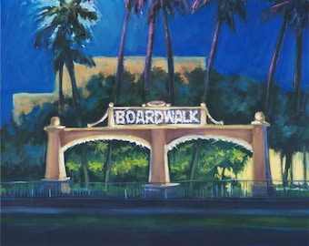 Glitter Boardwalk Painting, Fireworks, 22x28" Canvas Art,