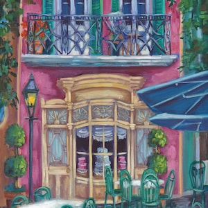 New Orleans Square,  oil painting, disney home decor, disney landscape painting, disney fan art, magic kingdom art, disneyland art