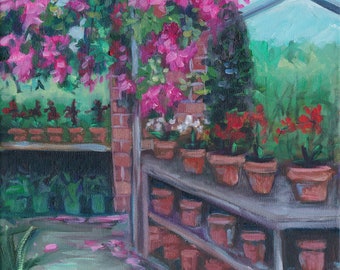 Logees greenhouse, orchid oil painting, colorful art, original oil painting