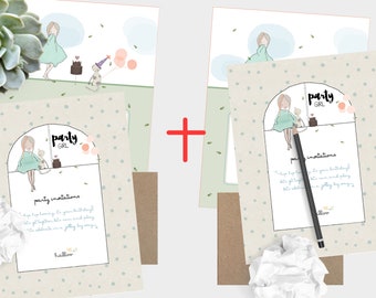 Part Girl Birthday Invitations - 2 for the price of 1