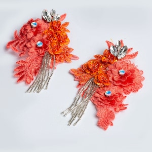 Flower embelished clip-on earrings with crystals image 5