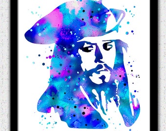 jack sparrow art print purple jack sparrow painting print etsy