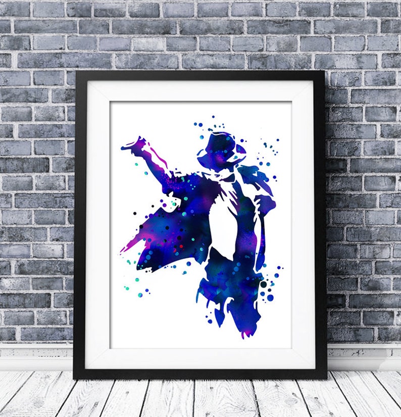 Michael Jackson art print Michael Jackson painting black purple blue Michael Jackson Michael Jackson silhouette Michael Jackson print