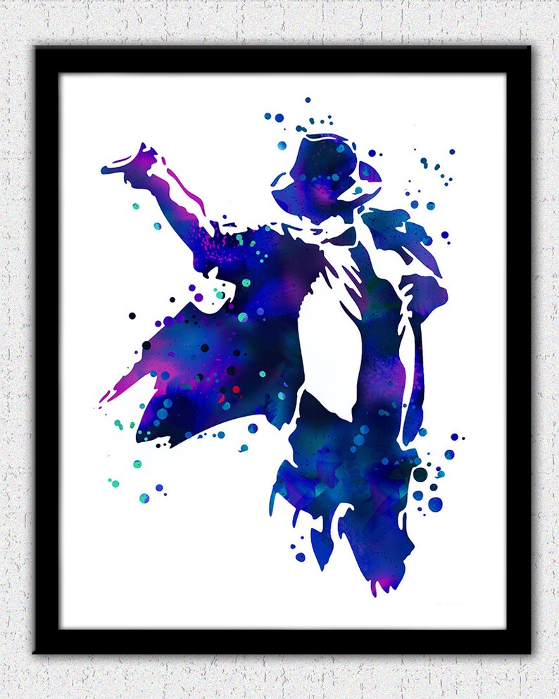 Michael Jackson art print Michael Jackson painting black purple blue Michael Jackson Michael Jackson silhouette Michael Jackson print