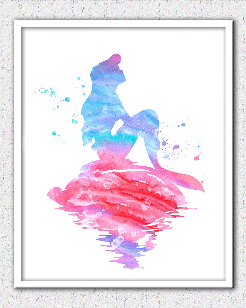 Disney Ariel Kleine Meerjungfrau Aquarell Posterdruck Etsy