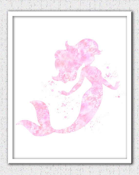 Mermaid print baby pink Mermaid Mermaid watercolor print | Etsy