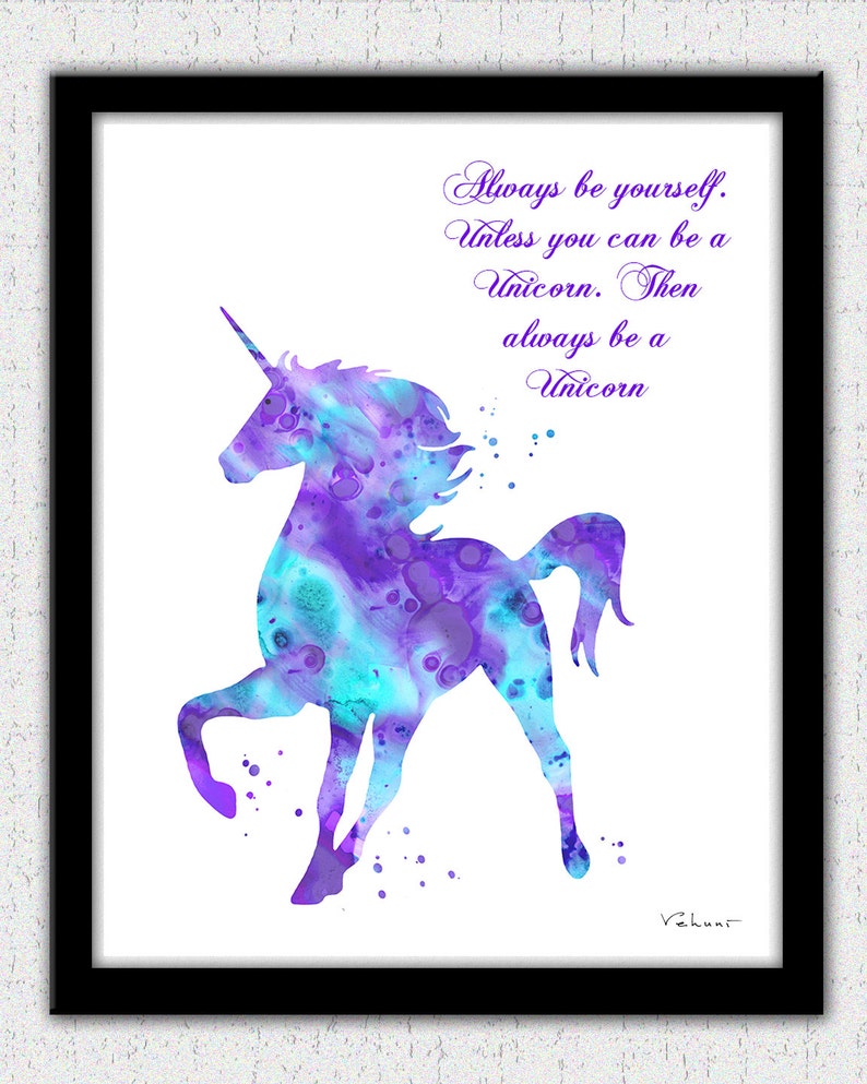 unicorn print with a quote purple unicorn watercolor wall