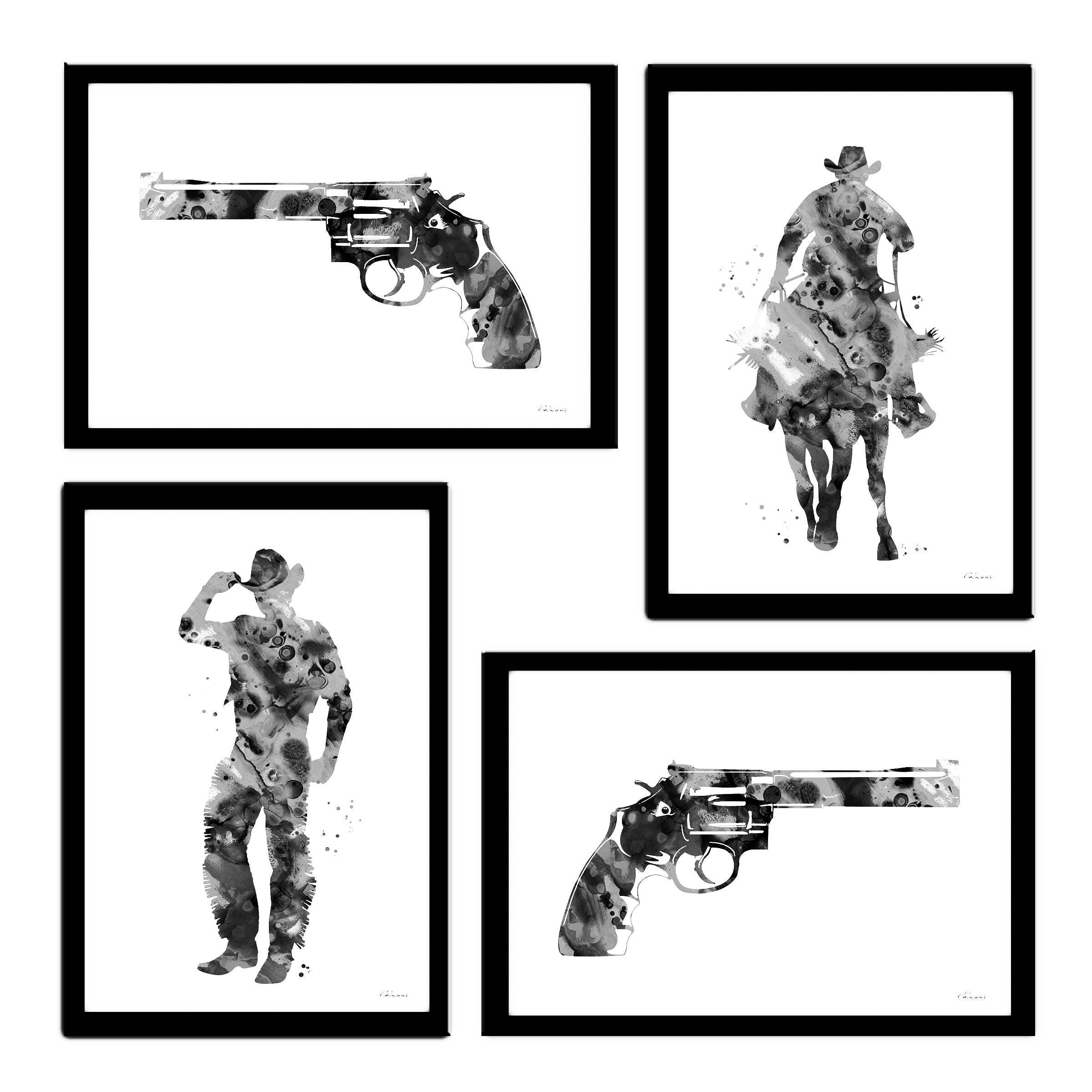 Cowboy print cowboy art western art print black and white | Etsy