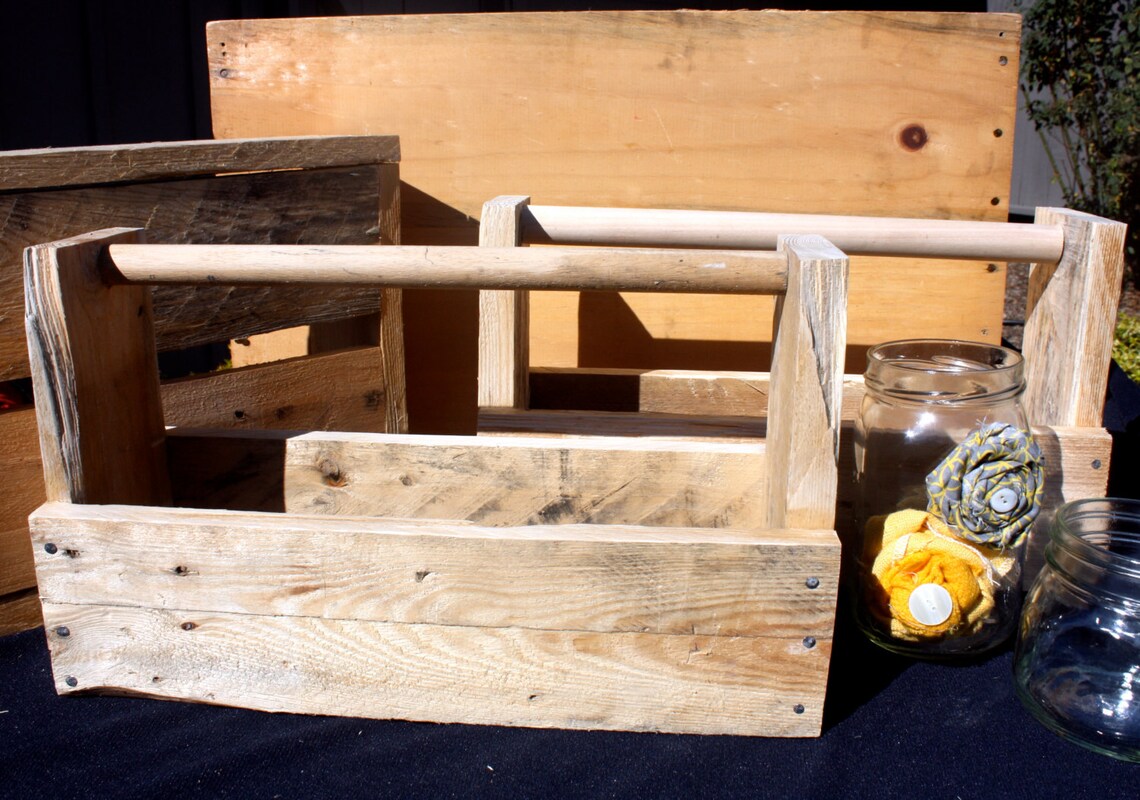 Rustic Pallet Wood Tool Box Wedding Centerpiece Storage Box Etsy