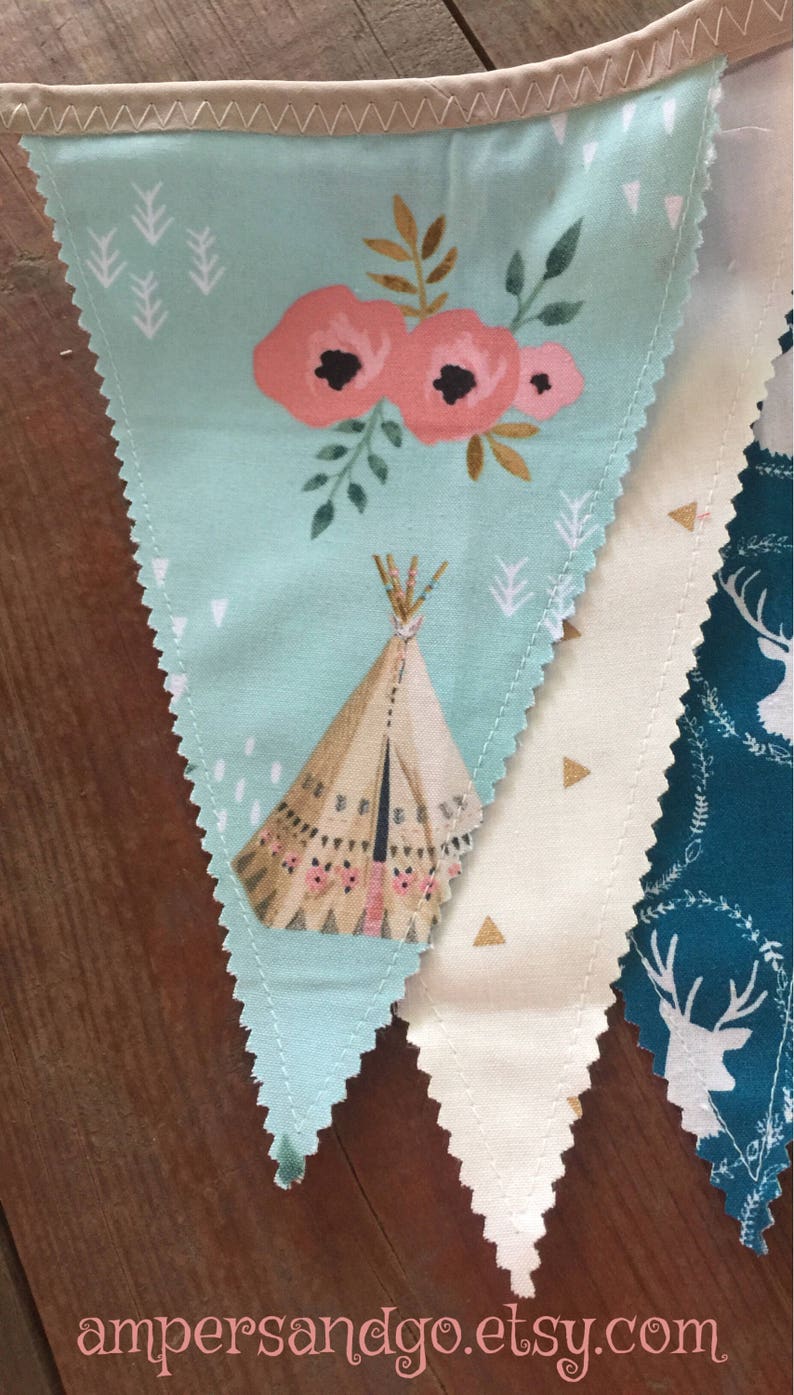 BOHO FLORAL Banner Tribal Blush Floral Fabric Bunting Flags Etsy