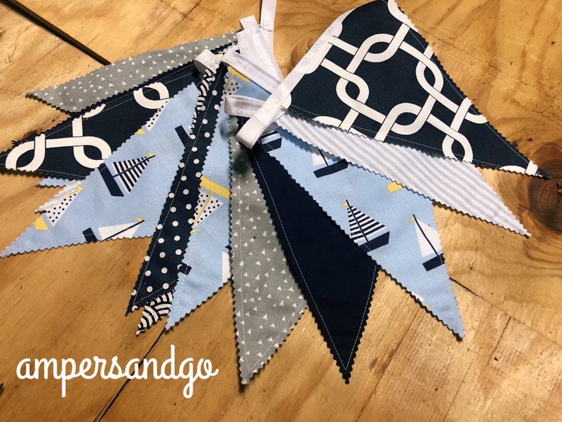 Nautical Fabric Bunting Nautical Nursery Pennant Flag Baby Etsy