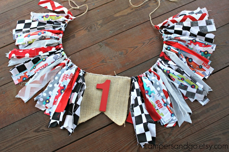 Race Car Highchair Banner Cars Checkered Flag Vintage Inspired Birthday Bunting High Chair Cake Smash Photo Prop 1st First Birthday Decor