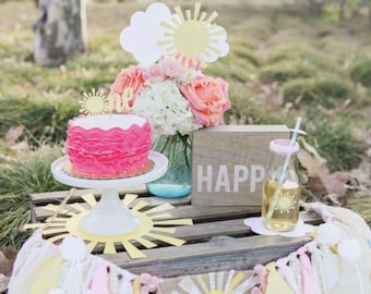 You Are My Sunshine Birthday Banner, First Birthday Highchair Rag Garland