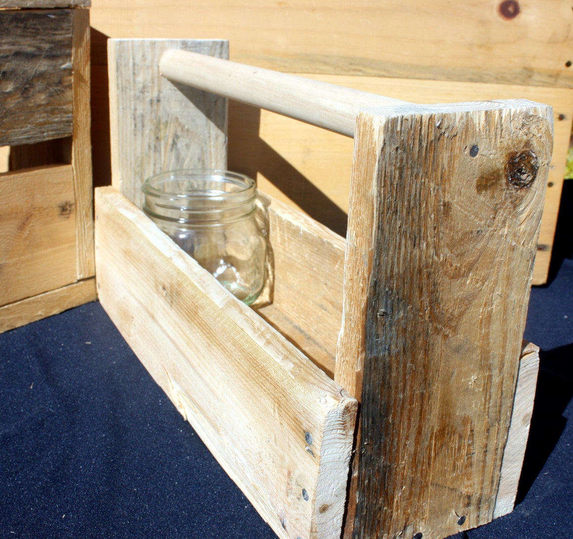 Rustic Pallet Wood Tool Box Wedding Centerpiece Storage Box Etsy