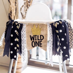 Wild One Party Banner Where the Wild Things Are First Birthday Wild Old Highchair Banner Pennant Flag Bunting Birthday Cake Smash Photo Prop