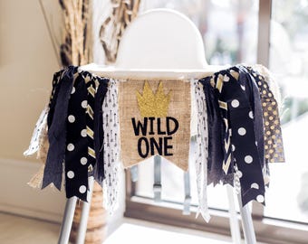 Wild One Party Banner Where the Wild Things Are First Birthday Wild Old Highchair Banner Pennant Flag Bunting Birthday Cake Smash Photo Prop