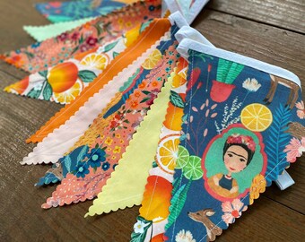 Frida Banner Fruit Floral Frida Pennant Dorm Room Decor Fabric Bunting Flags Birthday Photo Prop Backdrop Sweet 16 Baby Shower Nursery Decor