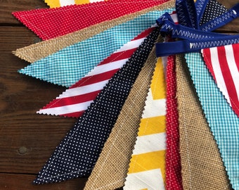 Vintage Circus Fabric Banner: Carnival Pennant Bunting, Photo Prop