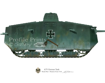 A7V Deutscher Panzer 1918 Profil-Druck: Erster Weltkrieg (A3)