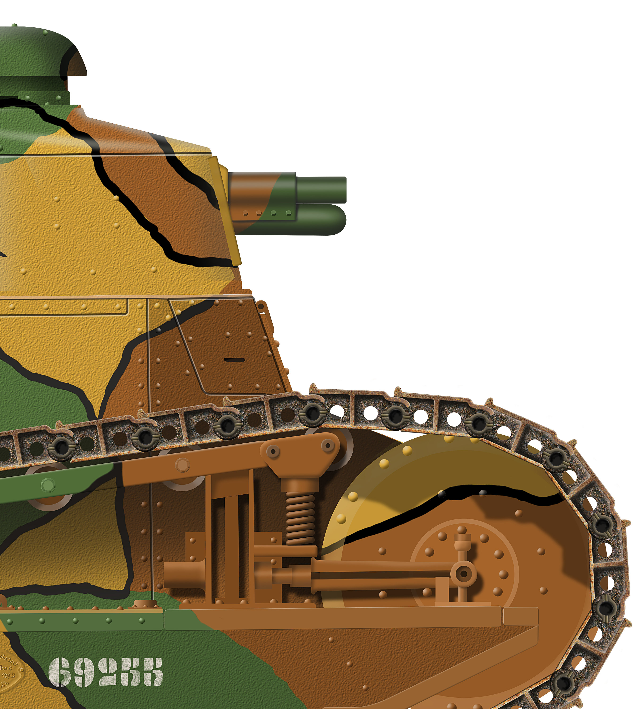Renault FT17 Tank Profile Print: WW1 French Military Artwork (A5