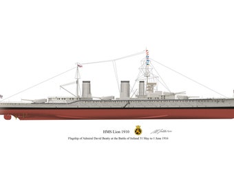 HMS Lion Battleship Print: 1910 Royal Navy Warship Artwork (A4 Glossy)