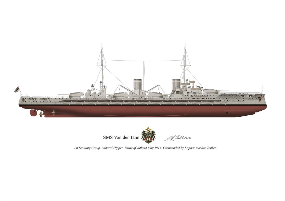 SMS Von Der Tann Battleship Print: Battle of Jutland 1916, A3