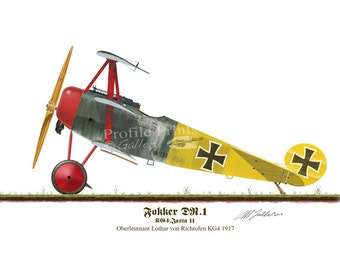 Fokker DR1 Aircraft Print: WW1 German Airplane, Lothar Von Richtofen (A4/A5)