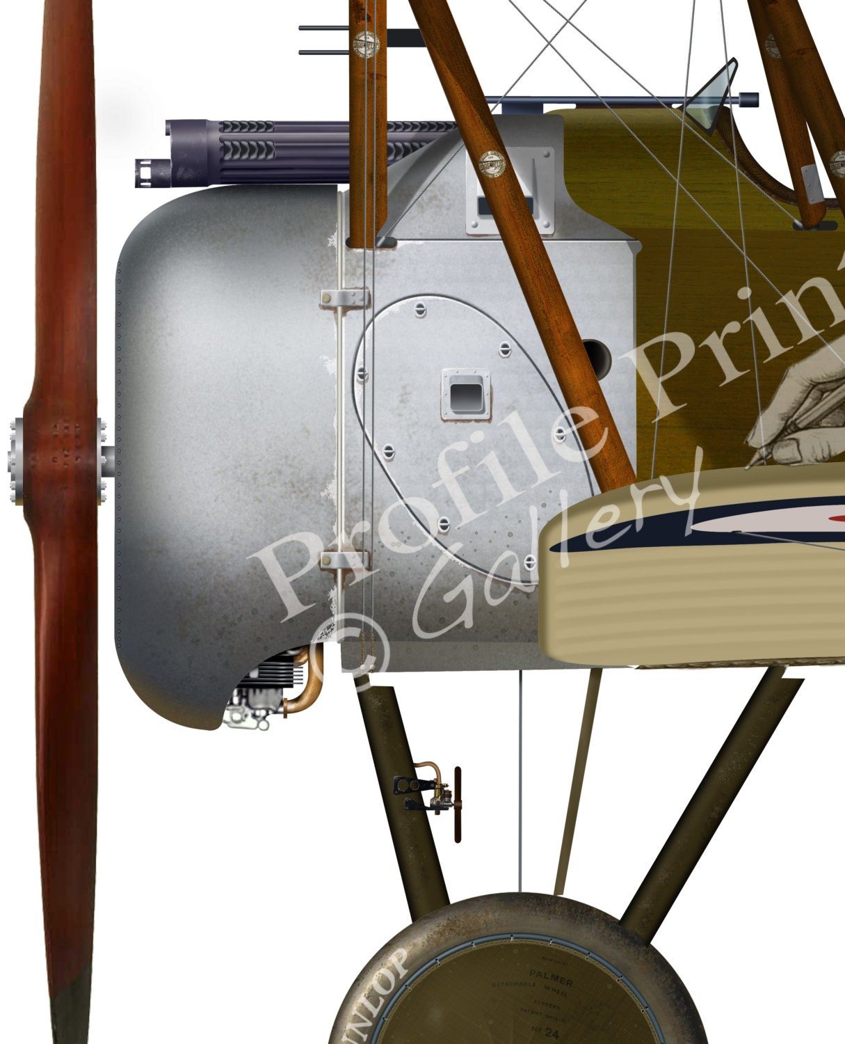 Sopwith Camel 1917 Vintage Aircraft Profile Artwork, A5 / A4