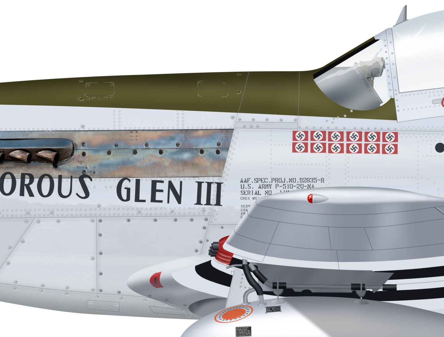 P-51D マスタング航空機プリント：チャック・イェーガーの第二次世界