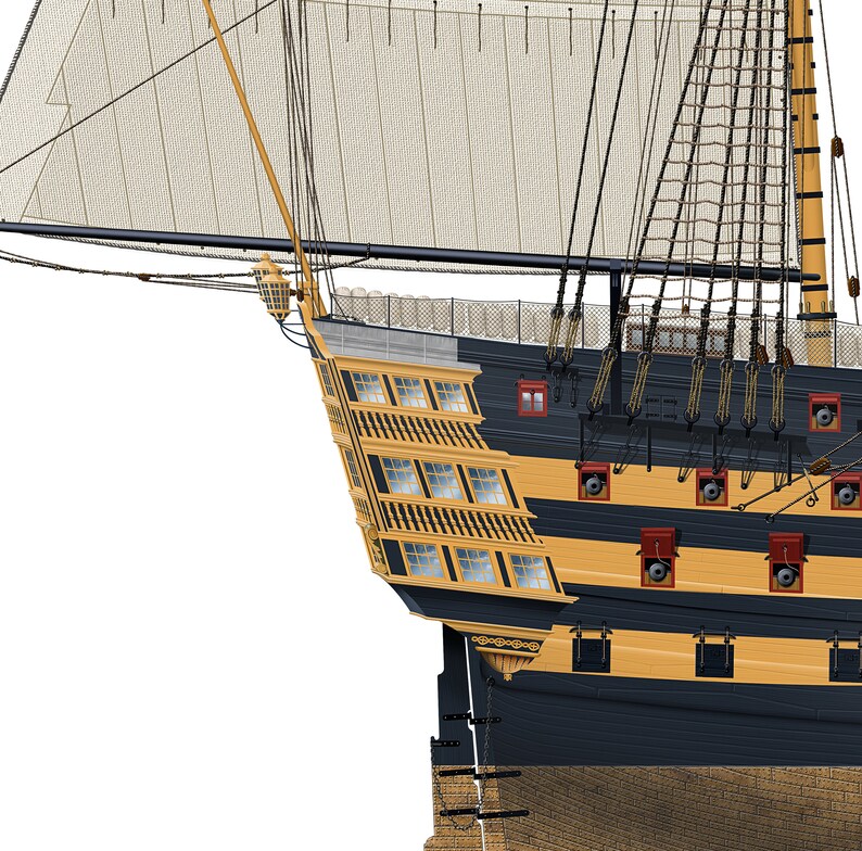 HMS Victory 1805 England erwartet Vintage Schiff der Linie Profil