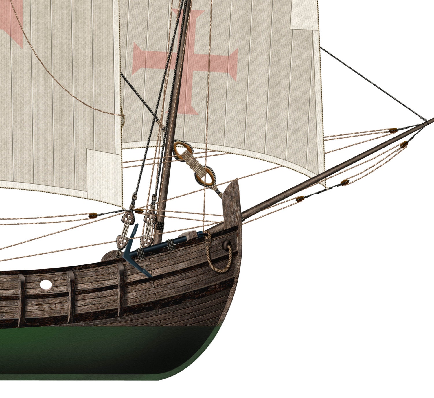 The Nina 1492 Christopher Columbus Profile Artwork, A3 Print