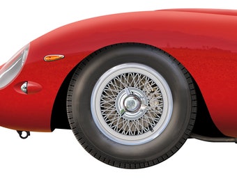 Ferrari 250 GTO Profile Artwork, A3 Print Classic Racing Car