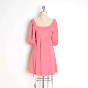 vintage 70s dress pink off shoulder boho hippie peasant mini dress XS S clothing