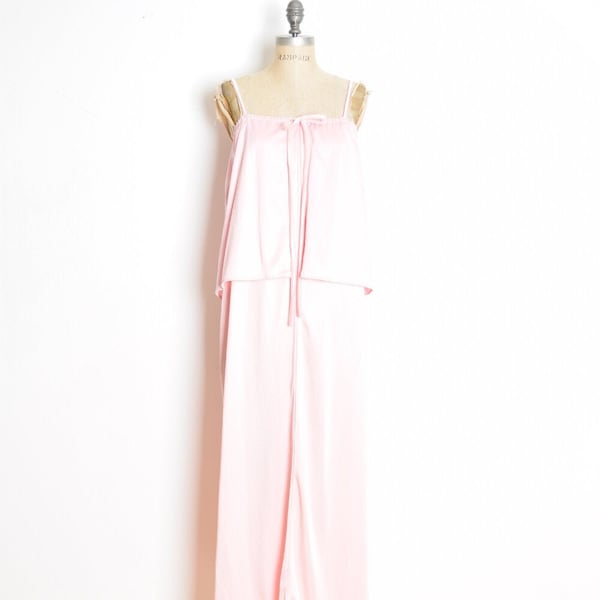 vintage 70s dress light pink tiered layered disco goddess long maxi gown XS S clothing