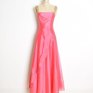 vintage 90s prom dress pink strapless long satin evening gown party dress magenta XS clothing