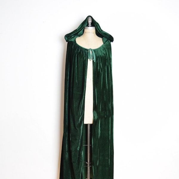 vintage 90s cape forest green velvet long cloak jacket elf cosplay goth clothing