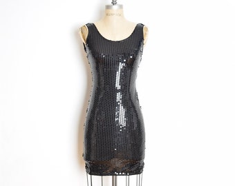 vintage 80s dress, black sequin dress, 80s mini dress, 80s clothing, 80s sequin dress, bodycon dress, bandage dress, tight short dress, XS