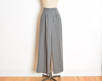 vintage 70s pants gray wool high waisted wide leg trousers slacks XS clothing