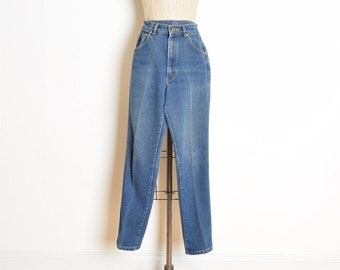 vintage 80s Lee jeans denim wysoki stan zwężane spodnie z dziurami S odzież