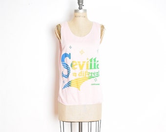 vintage 80s top pink gradient puffy print Sevilla sweatshirt tank top shirt M medium clothing