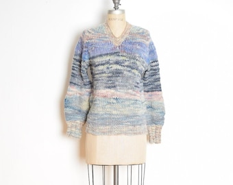 vintage 80s sweater wool pastel gradient space dyed chunky jumper top shirt M clothing