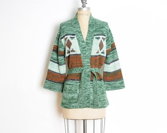 vintage 70s sweater, 70s cardigan, hippie sweater, boho sweater, 70s jumper, space dyed sweater, green sweater, wrap cardigan, 70s clothing