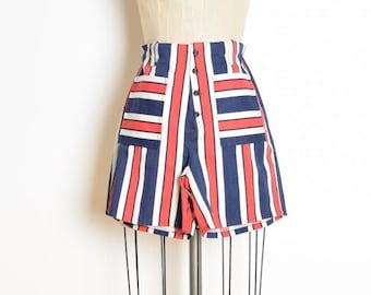 vintage 70s shorts red white navy bicentennial high waisted hippie boho S clothing